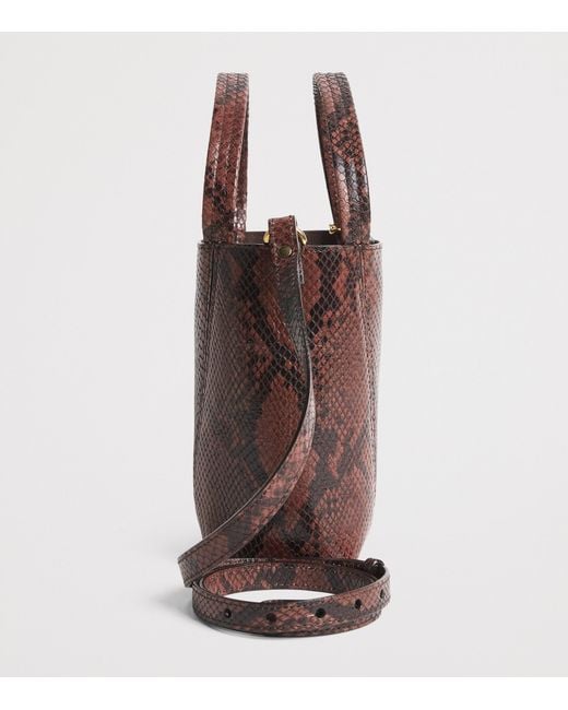 Chloé Brown Small Snakeskin-Effect Spin Tote Bag