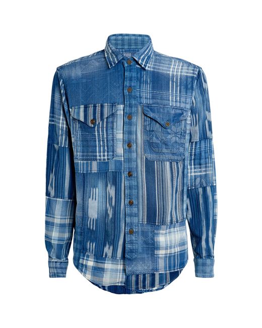 Polo Ralph Lauren Blue Cotton Patchwork Shirt for men