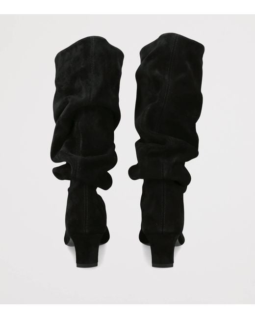 Staud Black Suede Wally Slouch Heeled Boots 55