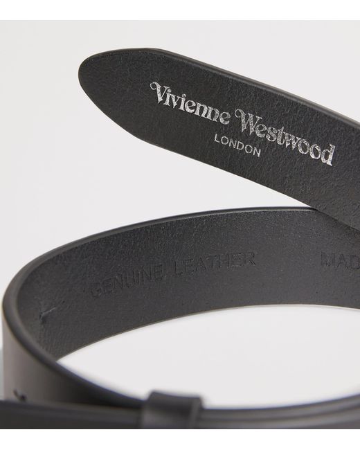 Vivienne Westwood Black Leather Orb Belt for men