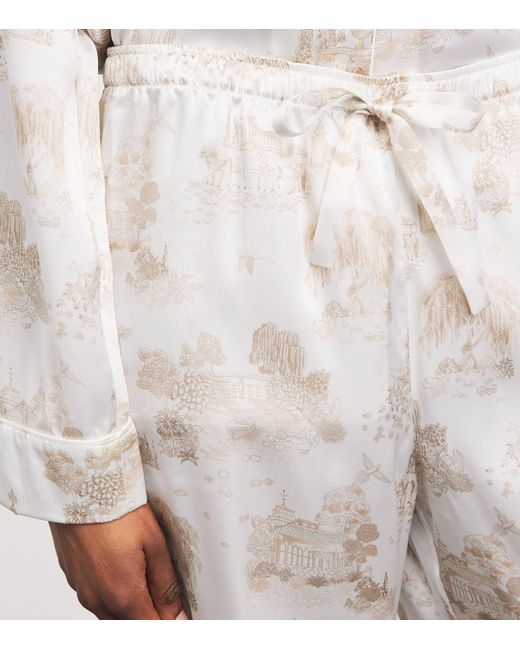 Derek Rose White Silk Toile Pyjama Set
