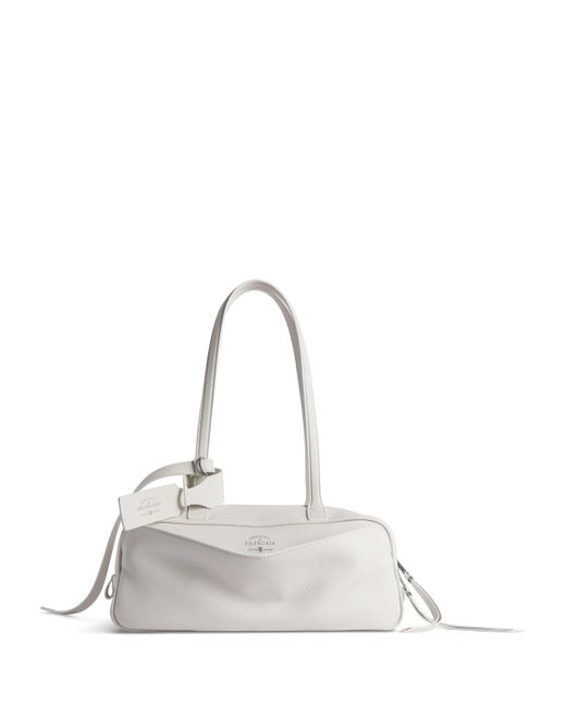 Balenciaga Natural Small Leather Carrie Bowling Top-Handle Bag