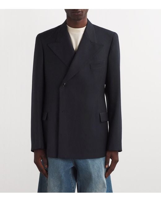 Maison Margiela Blue Barathea Wool Blazer for men