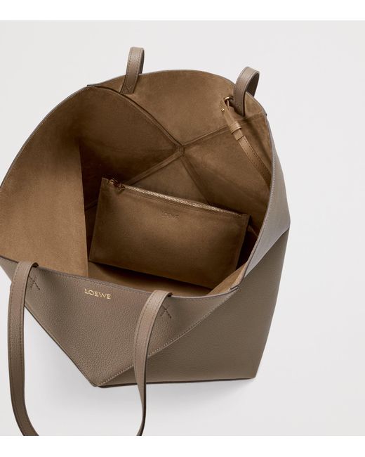 Loewe Brown Large Leather Puzzle Fold Tote Bag
