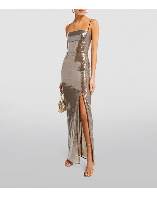 Nensi Dojaka Brown Embellished Kendall Maxi Dress