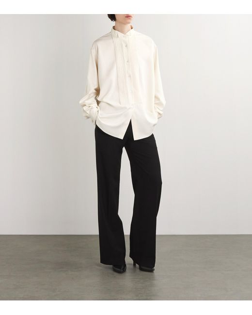 The Row White Vince Silk Tuxedo Shirt