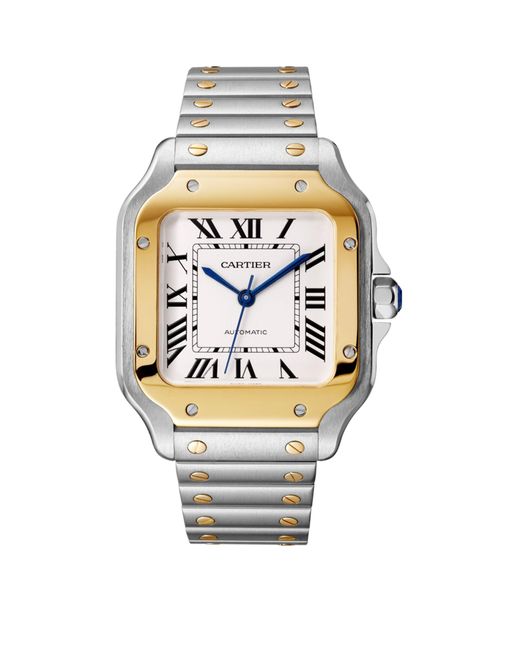 Cartier Metallic Yellow Gold And Stainless Steel Santos De Watch 35.1mm