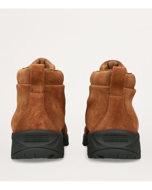Zegna Brown Suede Triple Stitch Vetta Sneakers for men