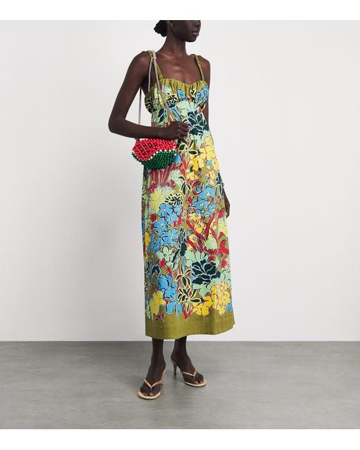 ALÉMAIS White Cotton Floral Solstice Midi Dress