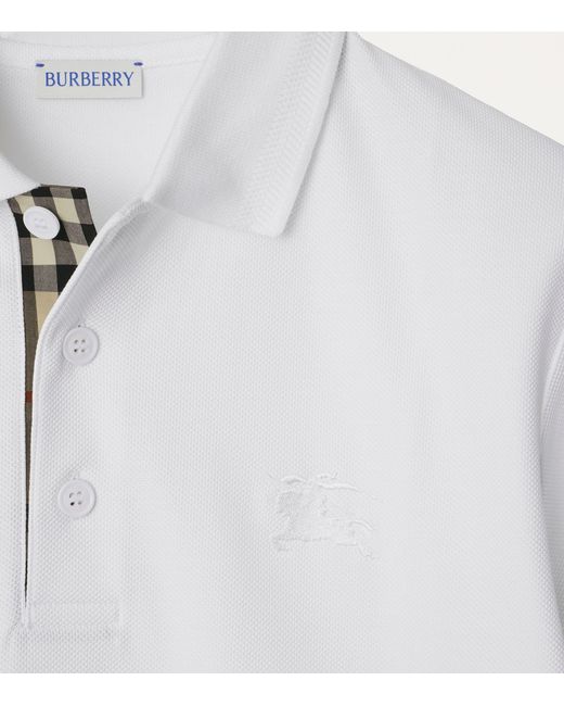 Burberry White Cotton Ekd Polo Shirt for men