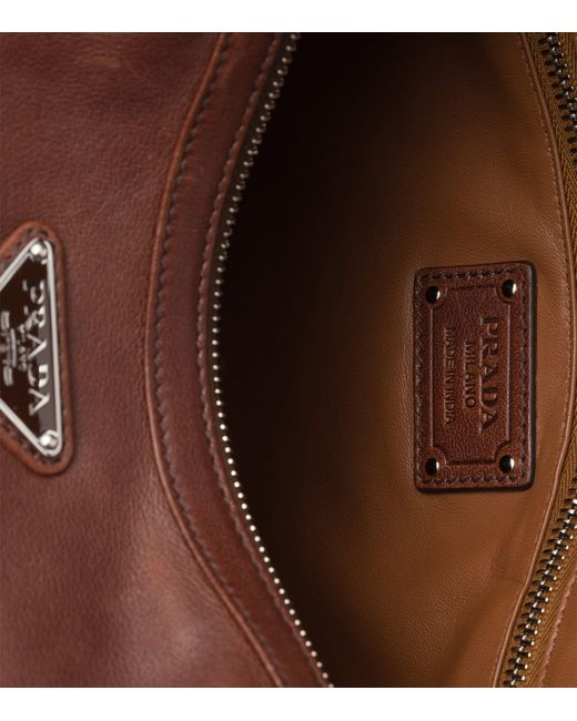 Prada Brown Medium Washed Leather Shoulder Bag
