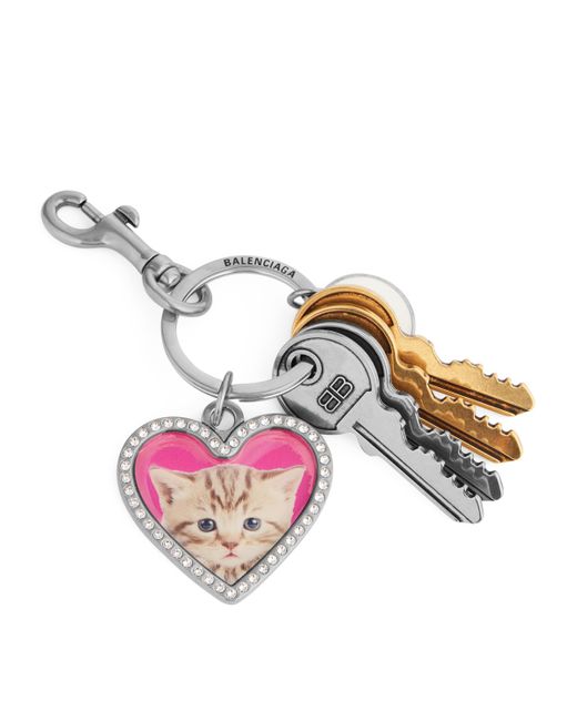 Balenciaga Pink Kitten Heart Keyring
