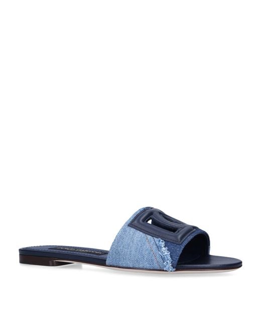 Dolce & Gabbana Denim Dg Sandals in Blue | Lyst
