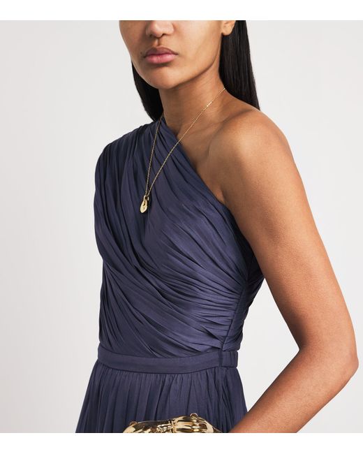 Maje Blue One-Shoulder Maxi Dress