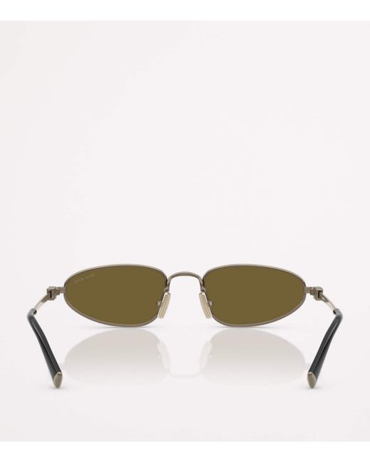 Miu Miu Green Metal Oval Sunglasses