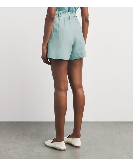 Eleventy Blue Linen Drawstring Shorts