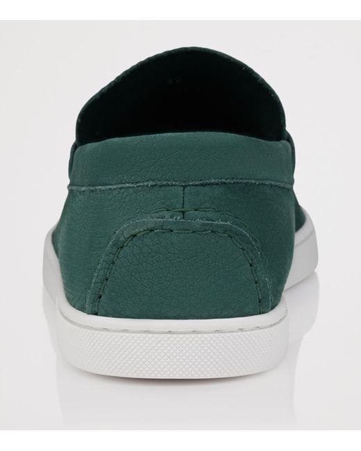 Christian Louboutin Green Chambeliboat Leather Boat Shoes for men