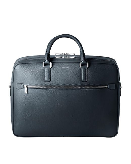 Serapian Blue Leather Double Evolution Briefcase for men
