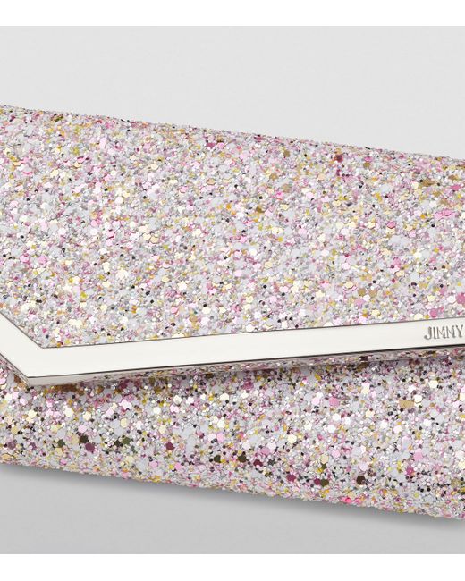 Jimmy Choo Gray Glitter Emmie Clutch Bag