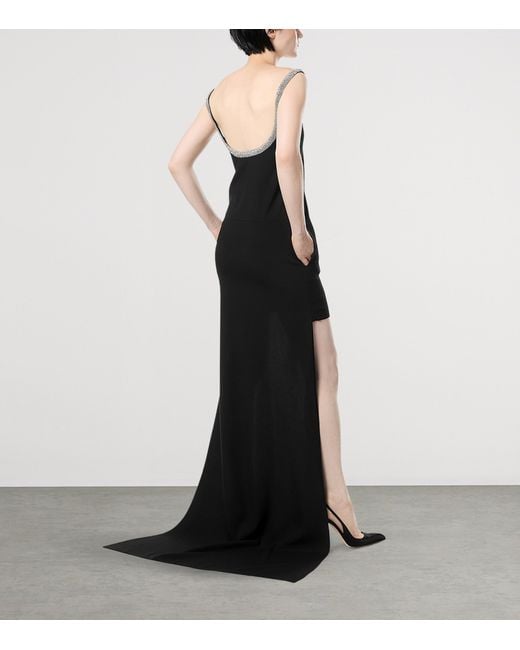 Tom Ford Black Satin Embellished Maxi Dress