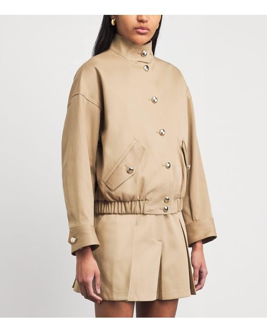 Maje Natural Cotton High-Neck Bomber Jacket