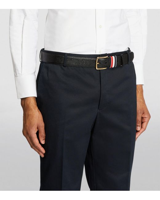 Thom Browne Black Leather Tricolour Belt for men
