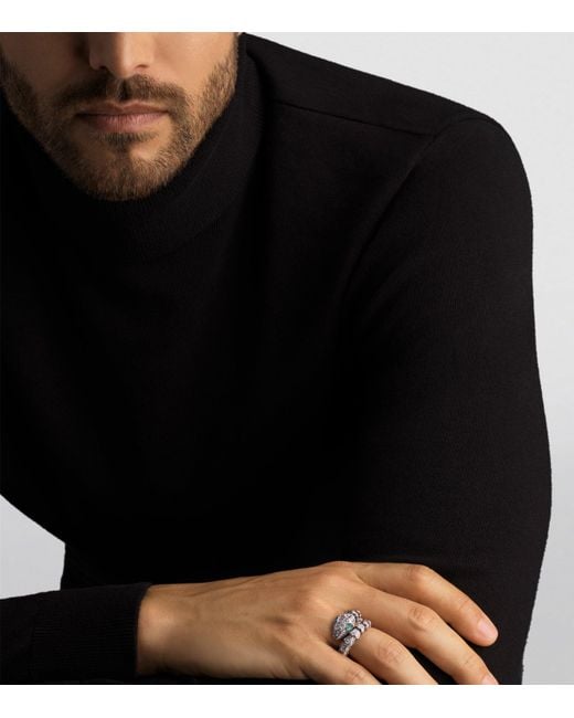 BVLGARI Metallic Diamond And Emerald Serpenti Ring