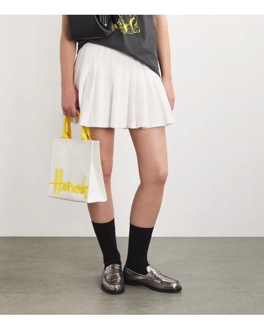 Harrods Yellow Small Cotton Logo Tote Bag