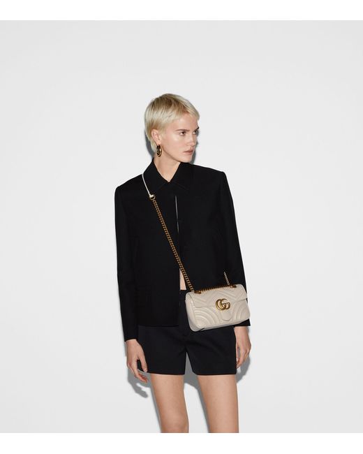 Gucci Natural Mini Leather Marmont Shoulder Bag
