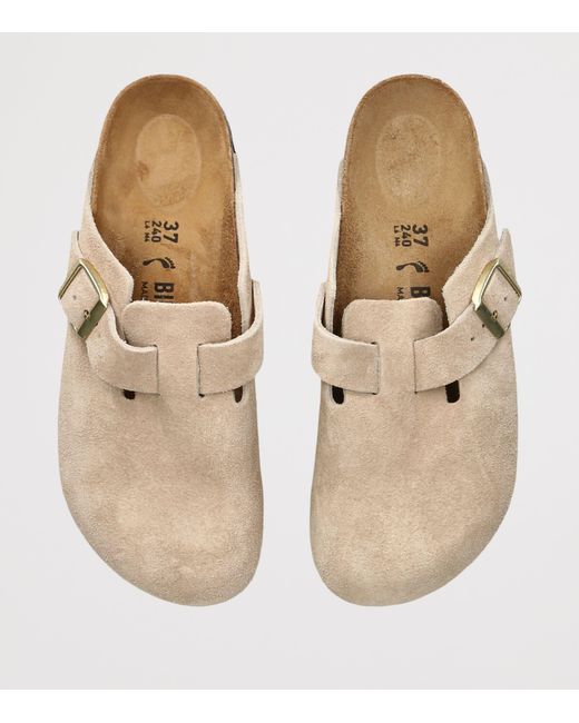 Birkenstock White Suede Boston Clogs