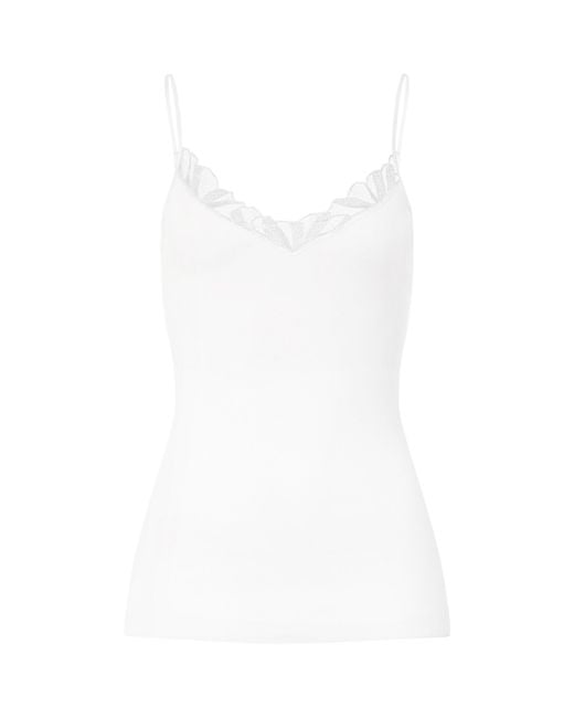 Hanro White Cotton Rosaria Tank Top