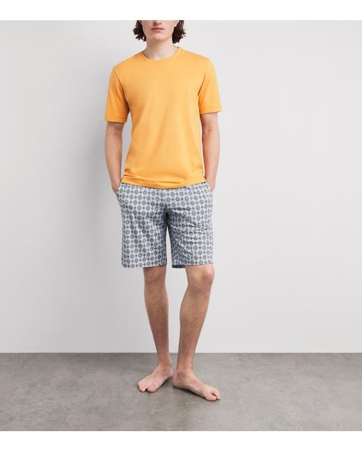 Hanro Blue Cotton Night & Day Shorts for men