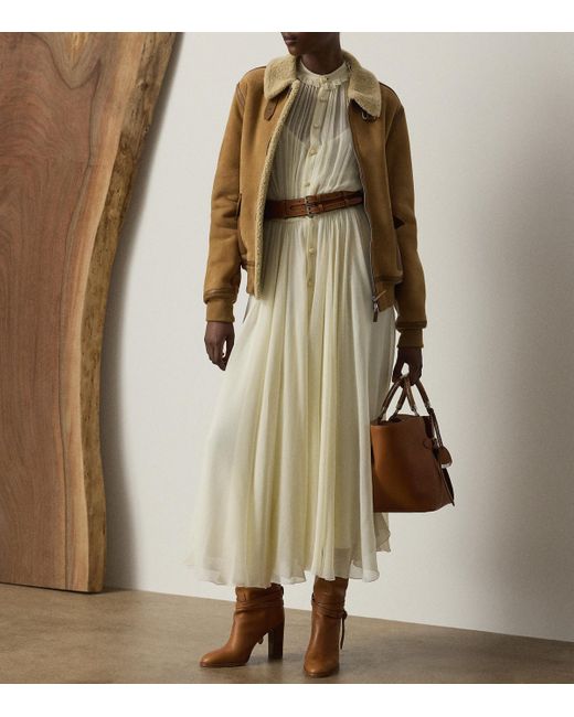 Ralph Lauren Brown Shearling Bomber Jacket