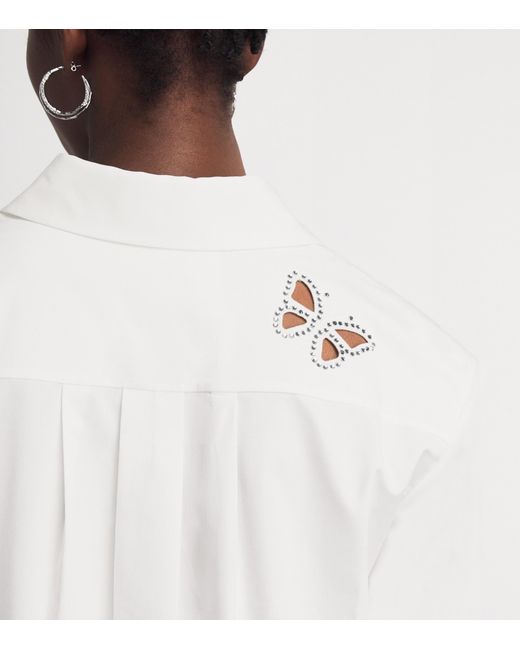 Alice + Olivia White Embellished Finely Shirt