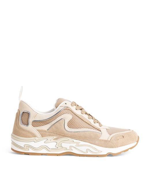 Sandro Natural Suede-Trim Flame Sneakers