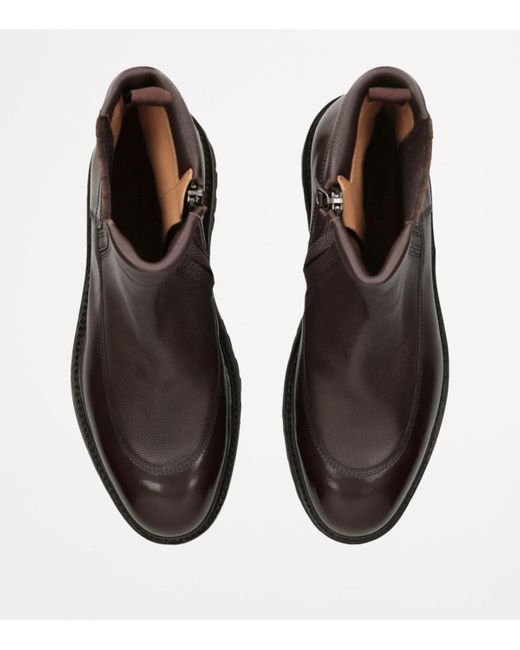 John Lobb Brown Leather Ridge Ankle Boots for men