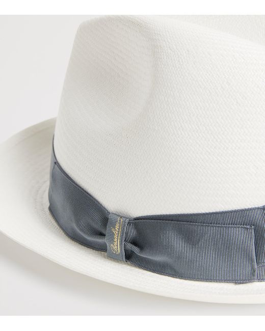 Borsalino White Small Straw Trilby Hat