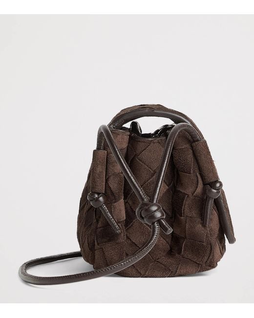 Bottega Veneta Brown Suede Intrecciato Notturno Pouch