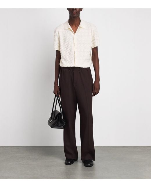 Sandro Brown Jersey Wide-Leg Trousers for men