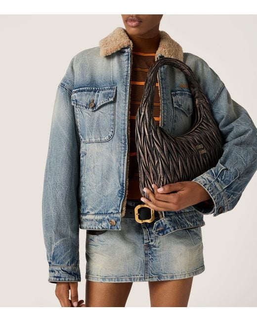 Miu Miu Black Matelassé Calfskin Wander Shoulder Bag