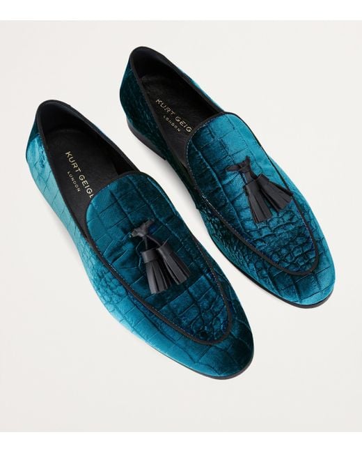 Kurt Geiger Blue Velvet Quilted Henry Loafers for men