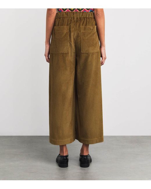 Weekend by Maxmara Green Corduroy Wide-Leg Trousers