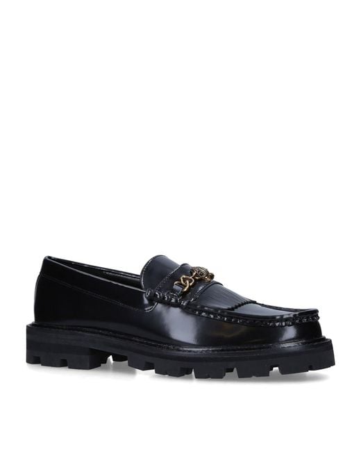 Kurt Geiger Black Leather Carnaby Chunky Loafers
