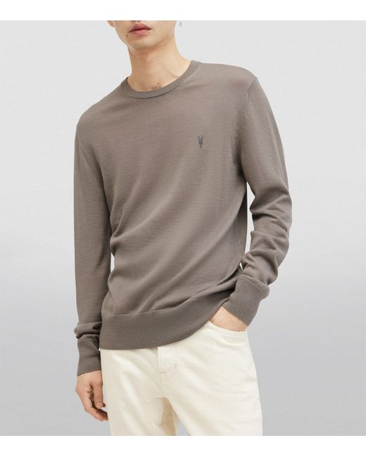 AllSaints Gray Merino Wool Mode Sweater for men