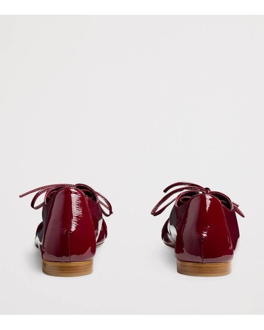 Malone Souliers Red Patent Leather Jean Lace-Up Flats