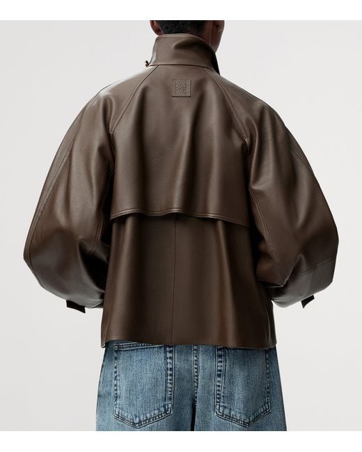 Loewe Brown Calfskin Funnel-Neck Jacket