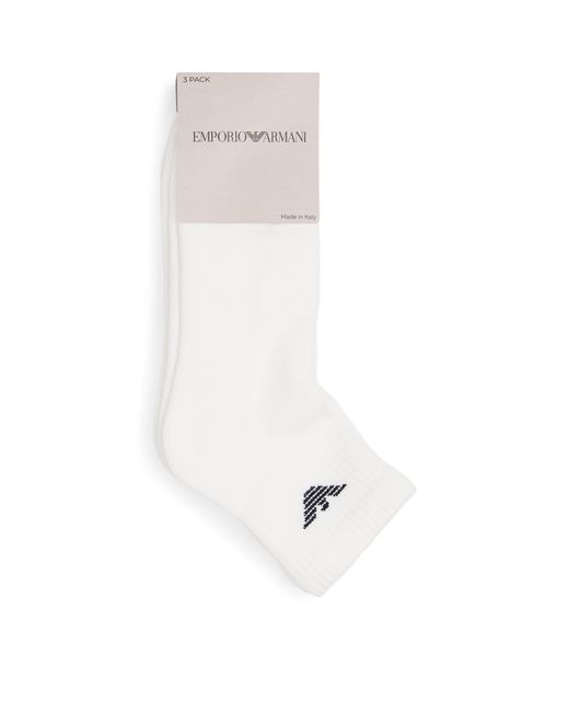 Emporio Armani White Cotton-Blend Logo Ankle Socks for men