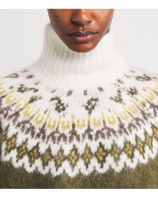 Rag & Bone Green Alpaca-Blend Jacquard Beth Sweater
