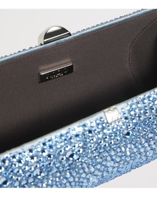 Rodo Blue Silk Crystal Clutch Bag