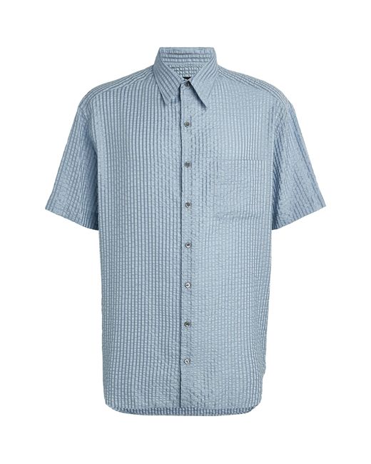 Giorgio Armani Blue Ribbed Short-sleeve Shirt for men
